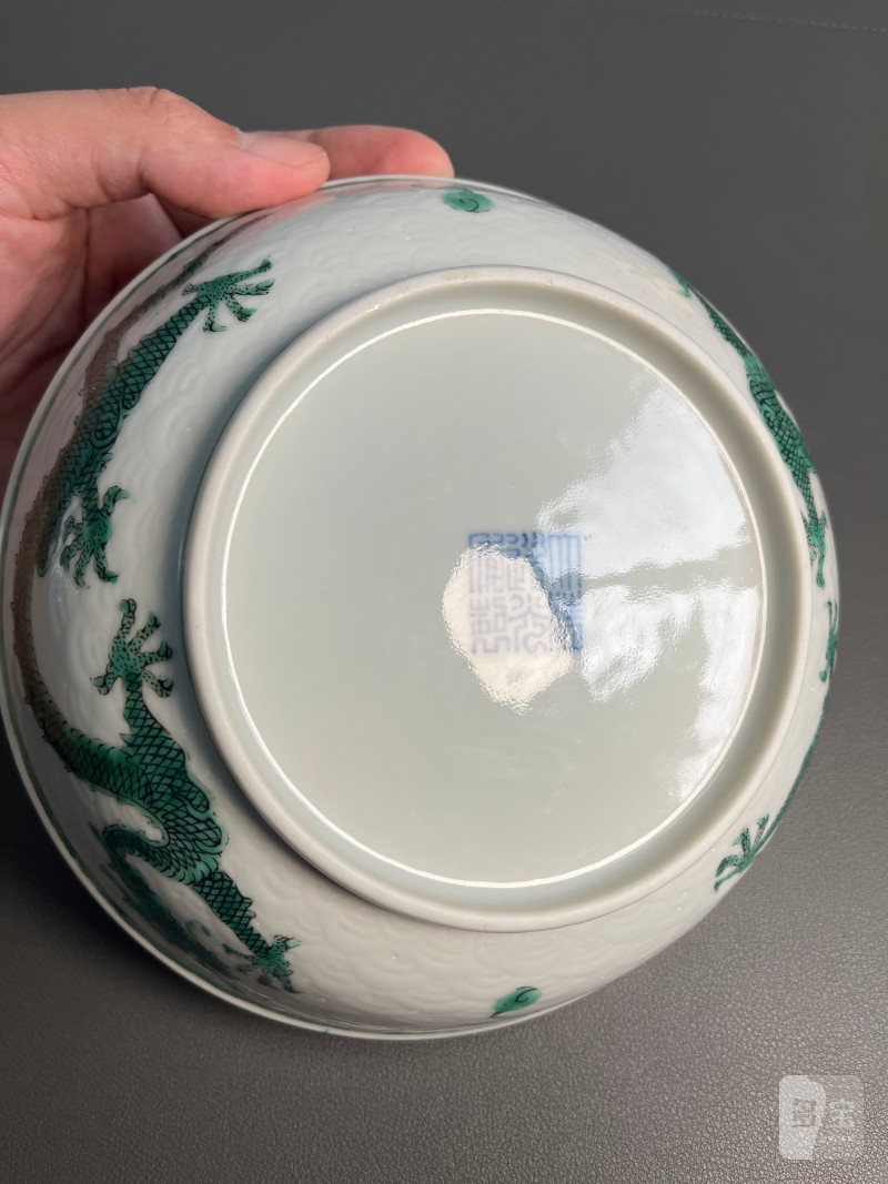 清道光  白地绿彩龙纹盘 - 图23